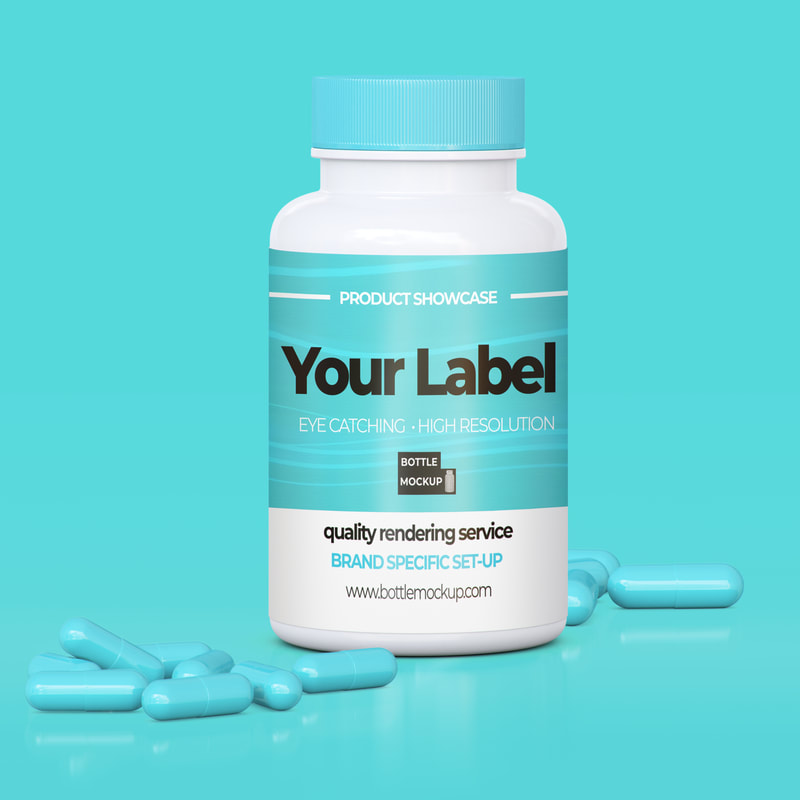 bottle mockup psd with pills 021 b